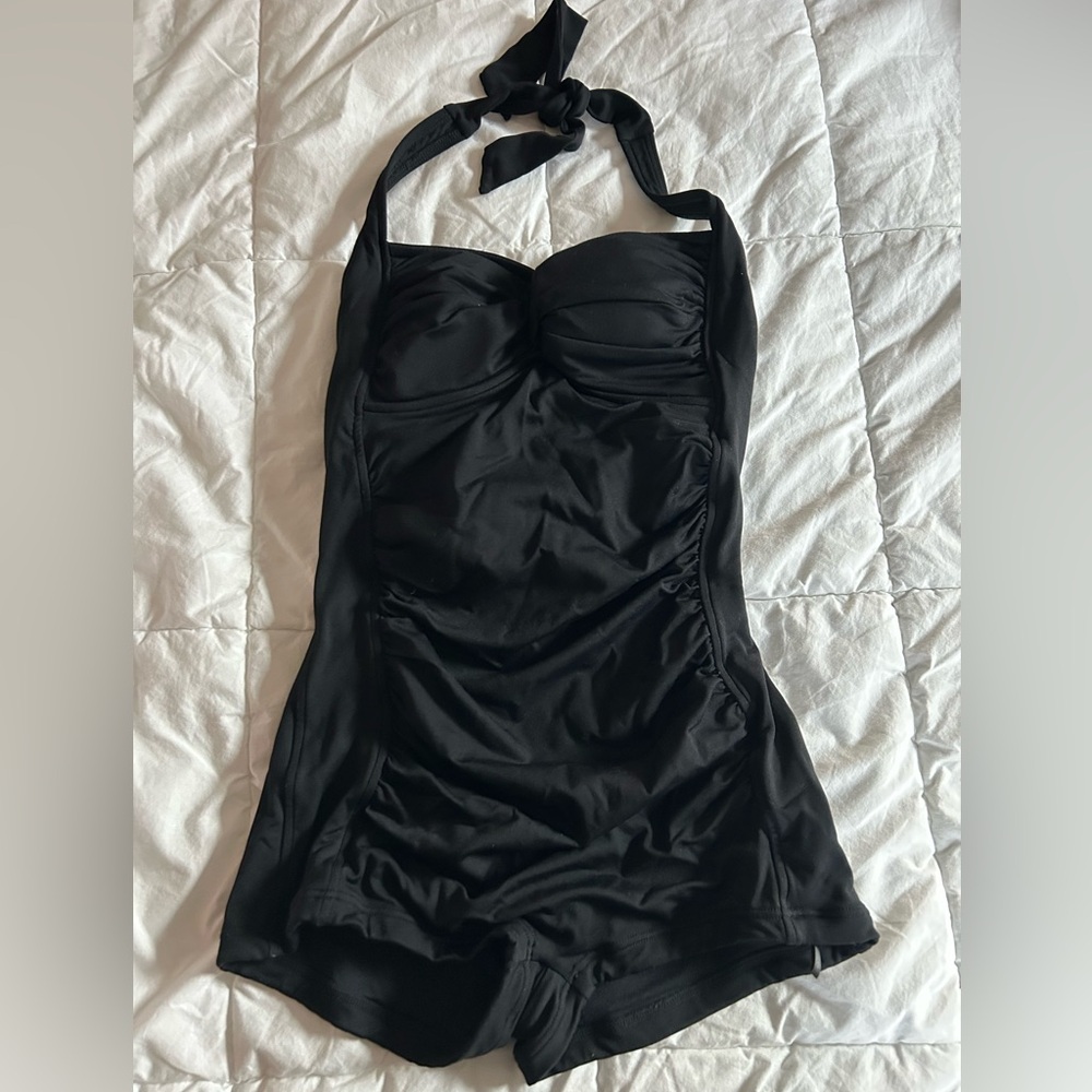 Seafolly black boyleg one piece swimsuit size 8